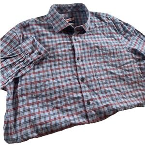 Johnnie-O Men's XL Hangin Out Blue Red Check Flannel Long Sleeve Button Down